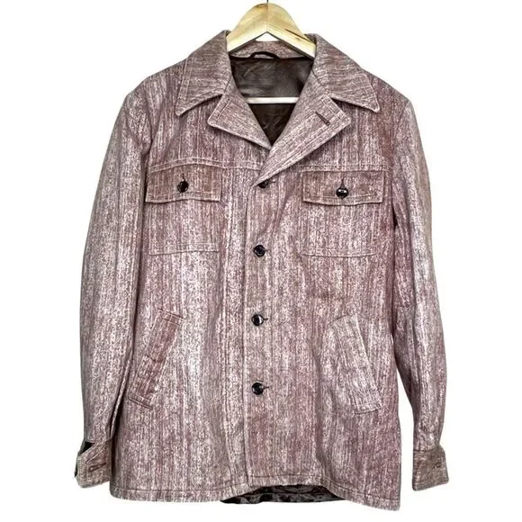Vintage 60’s 70’s Style Lightweight Jacket Brown Fully Lined Size Medium